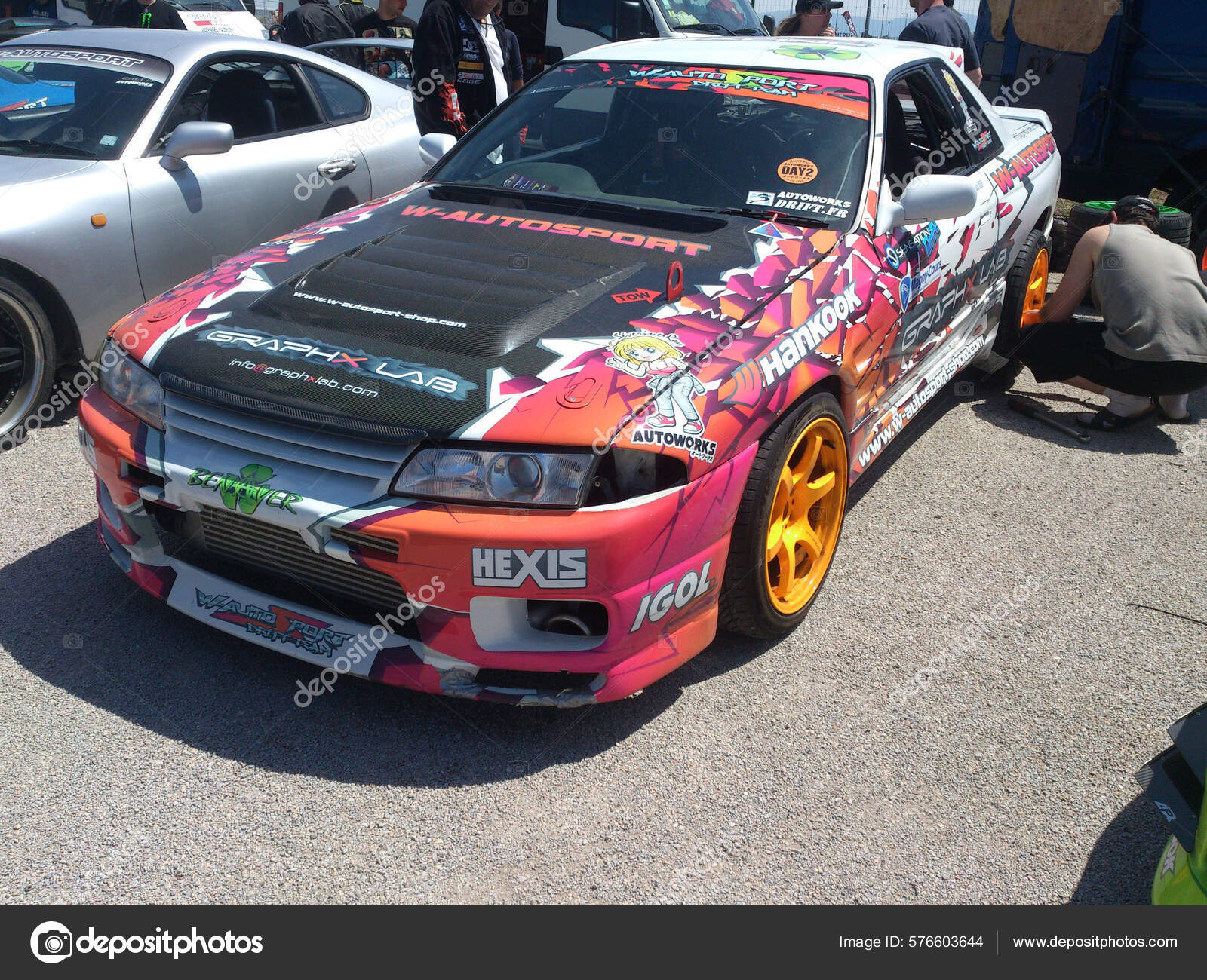 Carro queimado carro esporte japonês drift tuning turboalimentador da  equipe de corrida de rua