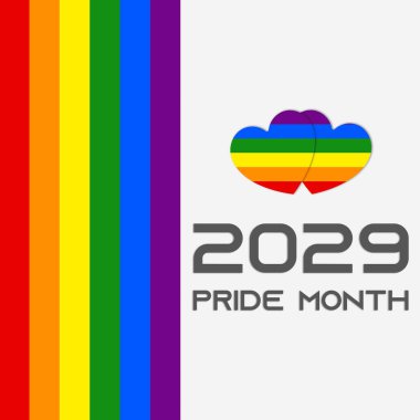 Onur Ayı 2029. 2029 gururlu ay web sitesi afişi. LGBTQ web sitesi duvar kağıdı. LGBTQ Bayrak Renkleri ile sosyal medya afişi. Aşk aşktır..