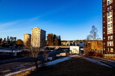 Gün batımı Boler merkezinden görüldü, Oslo, Norveç