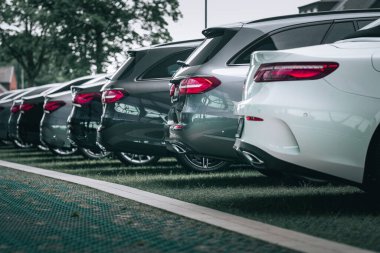 Park yerindeki lüks arabaların arka koltukları.