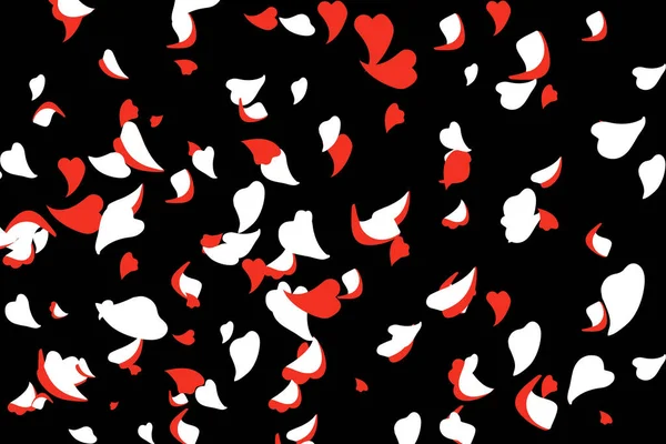 Белый Красный Лепестки Сердца Падают Романтический Цветочный Фон — стоковое фото