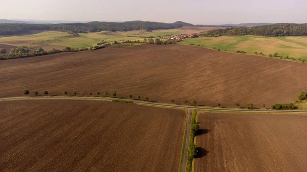 Eine Luftaufnahme Von Feldern Thüringer Wald Deutschland — Stockfoto