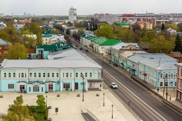 Wysoki Kąt Październikowej Ulicy Rewolucji Kolomna Miasto Dzwonnicy Jana Ewangelisty — Zdjęcie stockowe