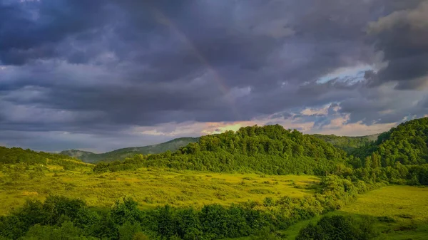 Bel Colpo Campo Verde Sotto Cielo Nuvoloso — Foto Stock