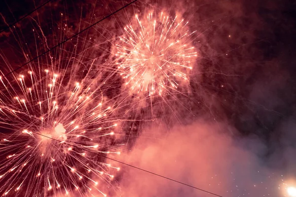 Colorful Fireworks Night Sky Background — Stock Photo, Image