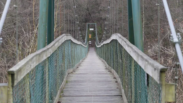 Aerial View Wooden Bridge Constructed Forest — Stock Photo, Image