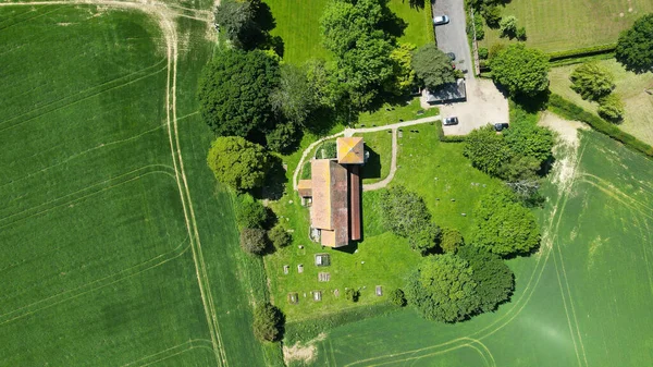 Foto Ripresa Dalla Vista Volo Uccello Una Chiesa — Foto Stock