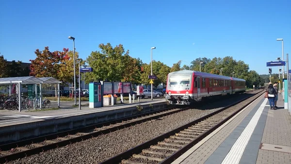Train Bahn Arrivant Station Rodermark Urberach Dans Sud Hesse — Photo