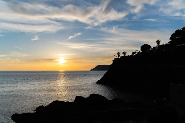 Härlig Solnedgång Från Cinque Terre Manarola Italien — Stockfoto
