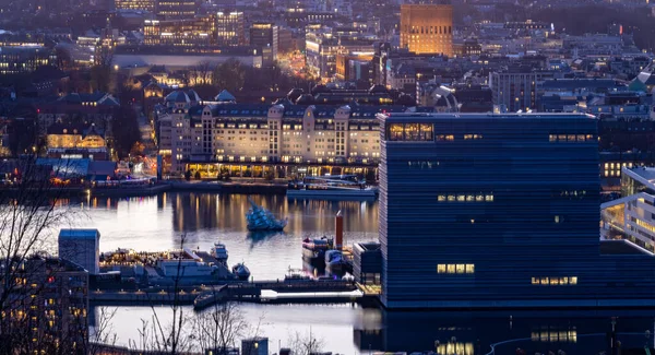 Oslo Stadtzentrum Aus Der Sicht Ekeberg City Hallo Munck Museum — Stockfoto