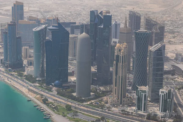 Авіаційний Постріл Міський Пейзаж Міста Доха Катар — стокове фото