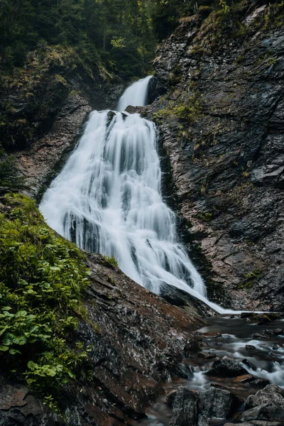 Een Verticaal Schot Van Bruid Veil Waterval Cluj Napoca Roemenie — Stockfoto