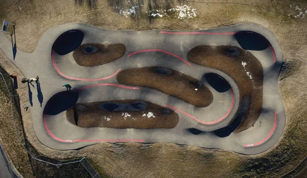 Aerial View Pump Track People — Stock Photo, Image
