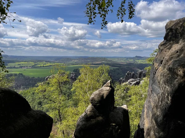 Sakson Sviçre Ulusal Parkındaki Güzel Yaz Manzarası Almanya — Stok fotoğraf