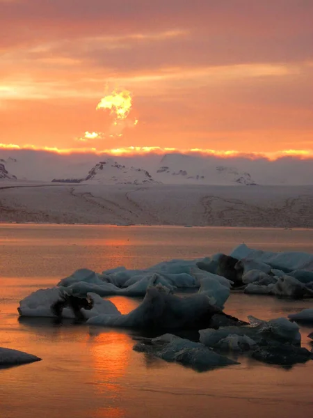 Pionowy Widok Laguny Lodowca Jokulsarlon Islandia — Zdjęcie stockowe