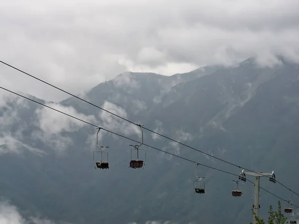 Scenic View Alpine Cableway Foggy Day Velika Planina Slovenia Travel — Stock Photo, Image