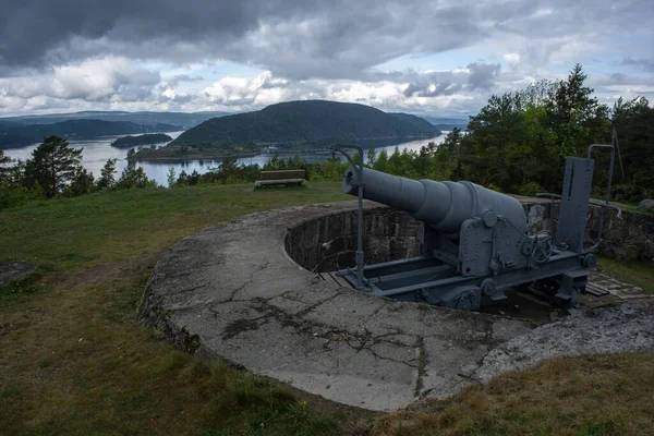 Batterie Veisving Été Construit 1894 Face Fjord Extérieur Storskiar Batterie — Photo