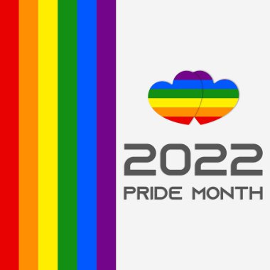 Gurur Ayı 2022. 2022 gururlu ay web sitesi afişi. LGBTQ web sitesi duvar kağıdı. LGBTQ Bayrak Renkleri ile sosyal medya afişi. Aşk aşktır..