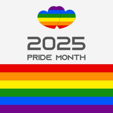 Onur Ayı 2025. 2025 gururlu ay web sitesi afişi. LGBTQ web sitesi duvar kağıdı. LGBTQ Bayrak Renkleri ile sosyal medya afişi. Aşk aşktır..