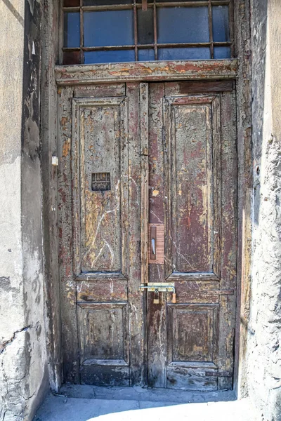 Plan Vertical Une Vieille Porte Bois Bâtiment Antique — Photo