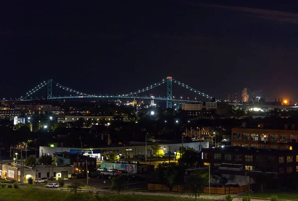 Het Uitzicht Ambassador Bridge Nachts Detroit Michigan Verenigde Staten — Stockfoto