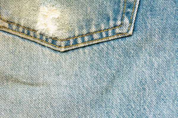 Gros Plan Une Texture Jean Denim Avec Une Poche Usée — Photo