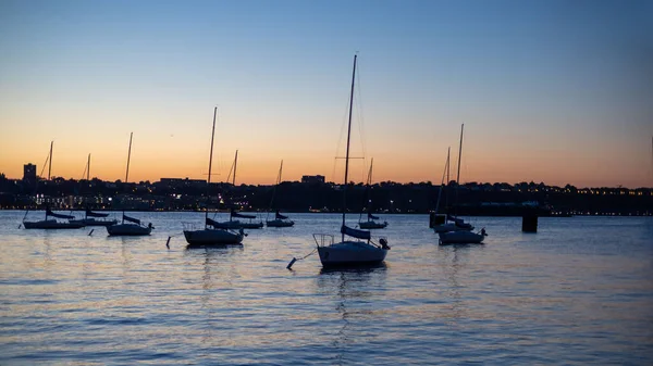 Grupo Veleiros Hudson River Comunidade Clube Vela Pôr Sol — Fotografia de Stock