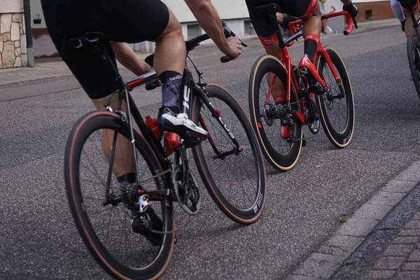 Närbild Bild Grupp Cyklister Utomhustävling Oberhausen Tyskland — Stockfoto