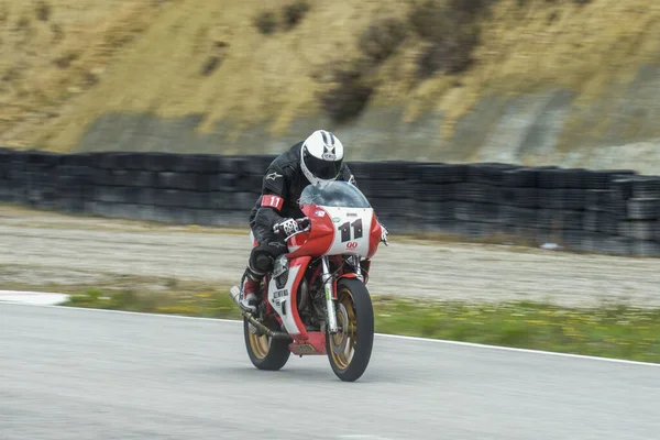 Moto Italienne Rapide Sur Piste Moto Guzzi Lemans — Photo