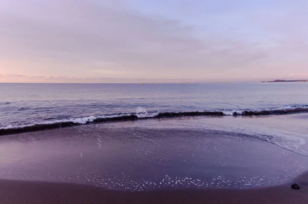 Spanya Nın Tenerifecanary Adalarında Gün Doğumu Saati Sahil Dalga — Stok fotoğraf