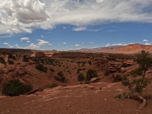 Uma Vista Panorâmica Uma Área Rural Deserta Com Formações Rochosas — Fotografia de Stock