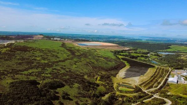 Vista Pájaro Paisaje Verde Cubierto Casas Lee Moor Devon Inglaterra —  Fotos de Stock