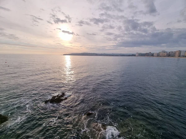 Malebný Výhled Kantábrijské Moře Během Západu Slunce Gijon — Stock fotografie