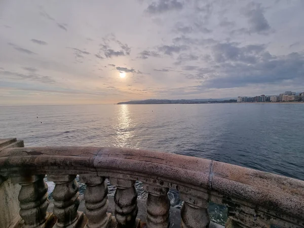 Vue Panoramique Une Mer Cantabrique Depuis Magnifique Balcon Gijon — Photo