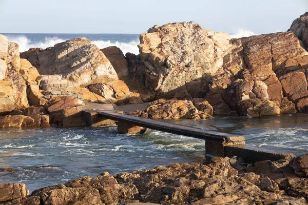 Sea Water Washing Rocks Costal Region Mossel Bay Garden Route — Stock Photo, Image