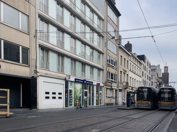 Nowoczesny Tramwaj Centrum Bruxelles — Zdjęcie stockowe