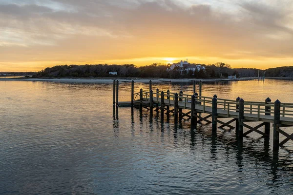 Vue Aérienne Dowses Beach Osterville Usa Coucher Soleil — Photo