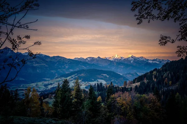 Een Schilderachtig Uitzicht Bergen Bij Zonsondergang Salzburg Oostenrijk — Stockfoto