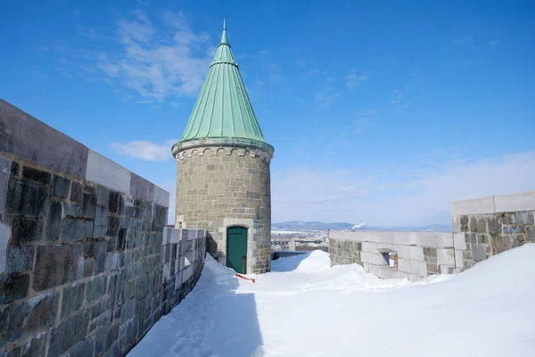 Sommet Porte Saint Jean Vieux Québec Recouvert Neige Pendant Hiver — Photo