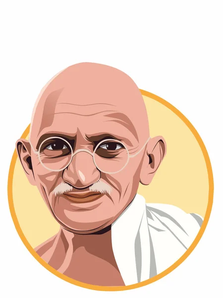 Vector Mahatma Gandhi Indian Lawyer Portrait Isolated White Background — Stock Photo, Image