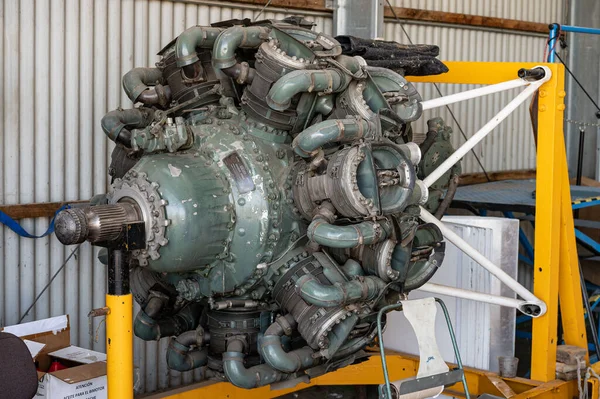 Motor Radial Aviação Uma Oficina Mecânica — Fotografia de Stock