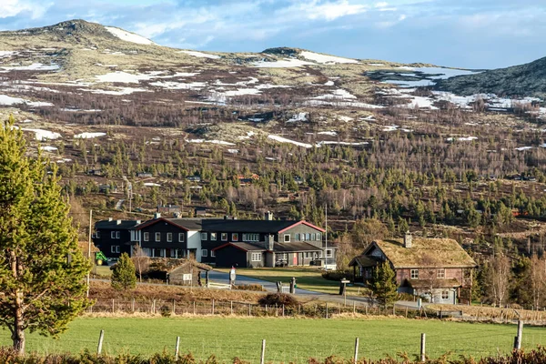 Vacker Utsikt Över Bostadshus Skog Omgiven Frodig Natur Soligt Väder — Stockfoto