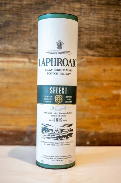 Calgary Alberta Juni 2022 Eine Laphroaig Pappröhre Für Eine Whisky — Stockfoto