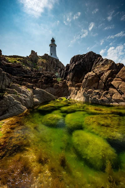 Corbiere Lighthouse Jersey Channel Islands Beautiful Summer Day — Stock Photo, Image