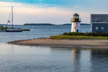 A low angle shot of a beautiful lighthouse in Hyannis, MA, USA clipart