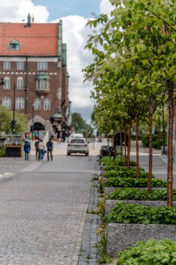 İsveç 'in Ostersund şehrinin merkezinin dikey çekimi.