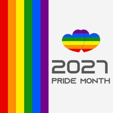 Gurur Ayı 2027. 2027 gururlu ay web sitesi afişi. LGBTQ web sitesi duvar kağıdı. LGBTQ Bayrak Renkleri ile sosyal medya afişi. Aşk aşktır..