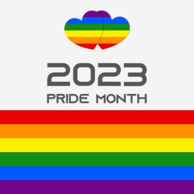 Onur Ayı 2023. 2023 gururlu ay web sitesi afişi. LGBTQ web sitesi duvar kağıdı. LGBTQ Bayrak Renkleri ile sosyal medya afişi. Aşk aşktır..