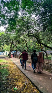 Dhaka, Bangladeş 'teki normal günlük hayatın dikey çekimi.