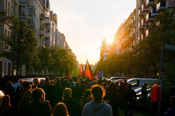 Protestující Demonstracích Května Ulicích Berlína — Stock fotografie